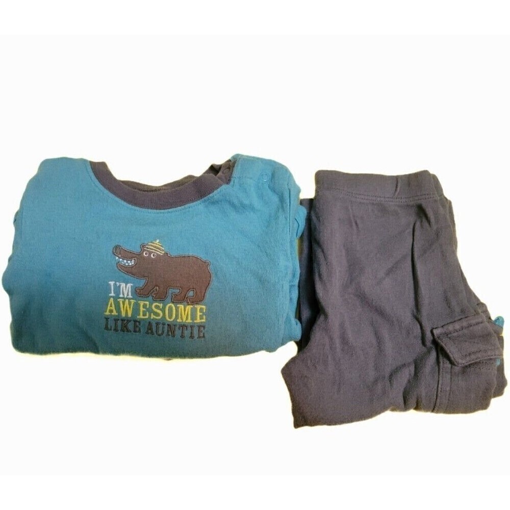 Carter's Baby Boy 12 Months 2 Piece Long Sleeve Bodysuit Pant Set Awesome Auntie